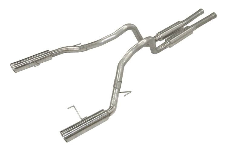 Pypes Performance Exhaust SFM66MB Cat Back Exhaust System 05-10 Mustang GT Split Rear Dual Exit 2.5 in Intermediate And Tail Pipe M80 Muffler/Hardware/4 in Black Tips Incl Natural Finish 409 Stainless Steel Pypes Exhaust - Truck Part Superstore