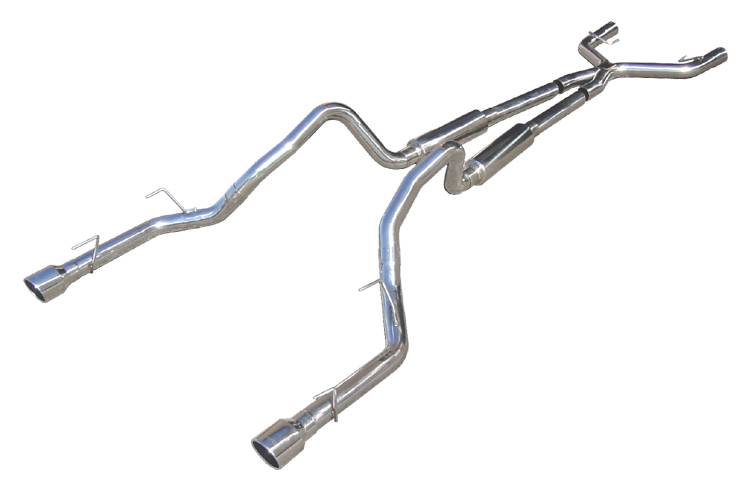 Pypes Performance Exhaust SFM69 Cat Back Mid Muffler Exhaust System 05-10 Mustang V6 Split Rear Dual Exit 2.5 in Intermediate Pipe And Tailpipe M80 Mufflers/Hardware/4 in Polished Tips Incl Natural 409 Stainless Steel Pypes Exhaust - Truck Part Superstore