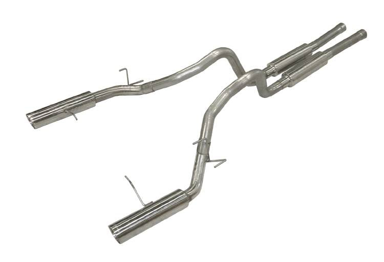 Pypes Performance Exhaust SFM76M Cat Back Super System Exhaust System 11-14 Mustang GT Split Rear Dual Exit 2.5 in M80 Mufflers/Hardware/4 in Polished Tips Incl Natural Finish 409 Stainless Steel Pypes Exhaust - Truck Part Superstore