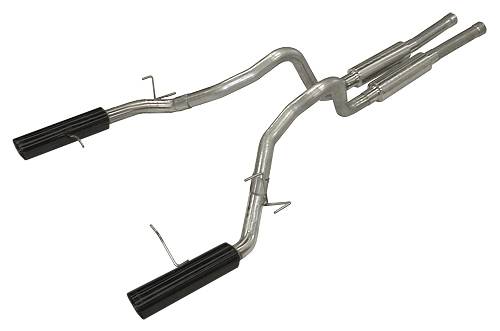 Pypes Performance Exhaust SFM76MB Cat Back Super System Exhaust System 11-14 Mustang GT Split Rear Dual Exit 2.5 in M80 Mufflers/Hardware/4 in Black Tips Incl Natural Finish 409 Stainless Steel Pypes Exhaust - Truck Part Superstore