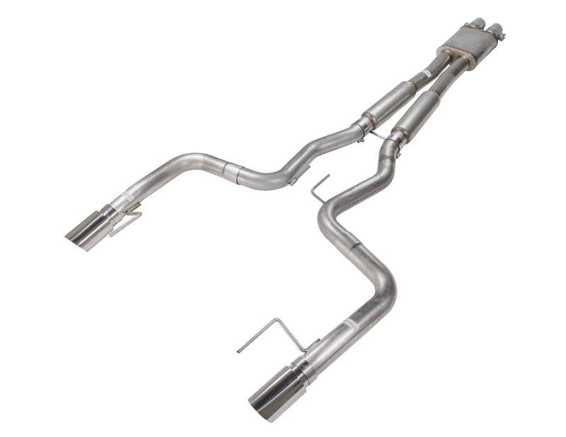 Pypes Performance Exhaust SFM80MH Cat Back Exhaust System 15-17 Mustang GT Split Rear Dual Exit 4 in Polished Tips Hardware Included H-Box Muffler Natural 409 Stainless Finish Pypes Exhaust - Truck Part Superstore