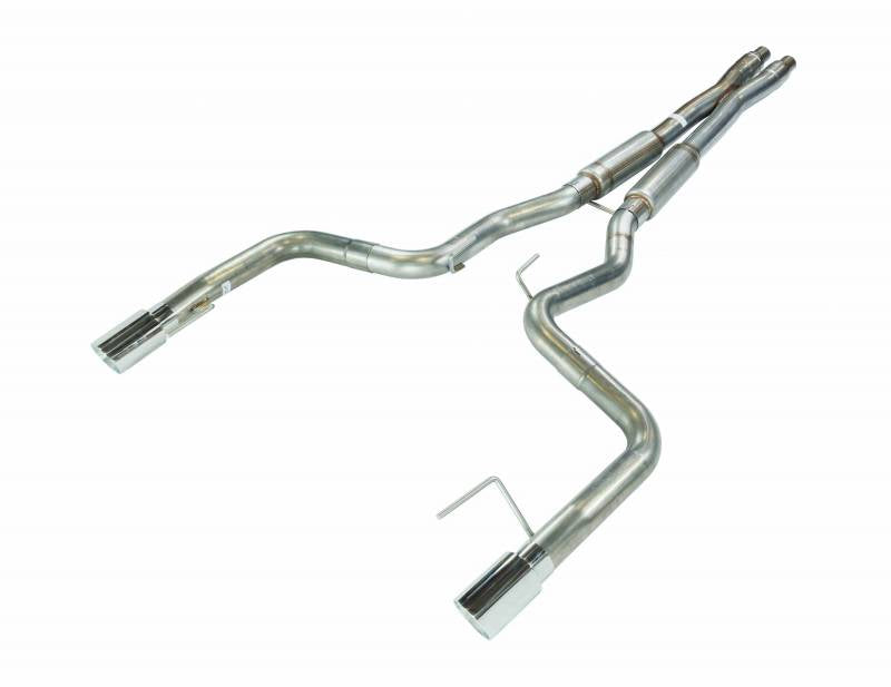 Pypes Performance Exhaust SFM86MX Cat Back Exhaust System 15-17 Mustang GT Split Rear Dual Exit 4 in Polished Tips Hardware Included Mid-muffler X-pipe Natural 409 Stainless Finish Pypes Exhaust - Truck Part Superstore