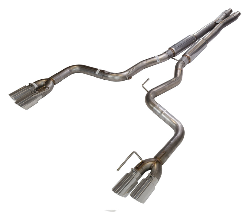 Pypes Performance Exhaust SFM87MX Cat Back Exhaust System 18-Pres Mustang GT Split Rear Quad Exit 3 in Quad 304 Stainless Steel Polished Tips Incl Hardware/Mid Muffler/X Pipe 409 Stainless Steel Natural Finish Pypes Exhaust - Truck Part Superstore
