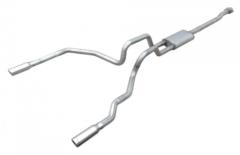 Pypes Performance Exhaust SFT25V Cat Back Exhaust System 09-14 Ford F150 Split Rear Dual Exit 3 in Intermediate And Tail Pipe Violator Muffler/Hardware/3.5 in Polished Tips Incl Natural Finish 409 Stainless Steel Pypes Exhaust - Truck Part Superstore