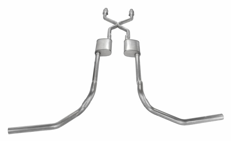 Pypes Performance Exhaust SFT965SE Crossmember Back w/X-Pipe Exhaust System 75-76 Ford Truck Split Rear Dual Exit 2.5 in Intermediate And Tail Pipe Hardware Incl Street Pro Muffler Incl Tip Not Incl Catalytic Converter Incl Pypes Exhaust - Truck Part Superstore