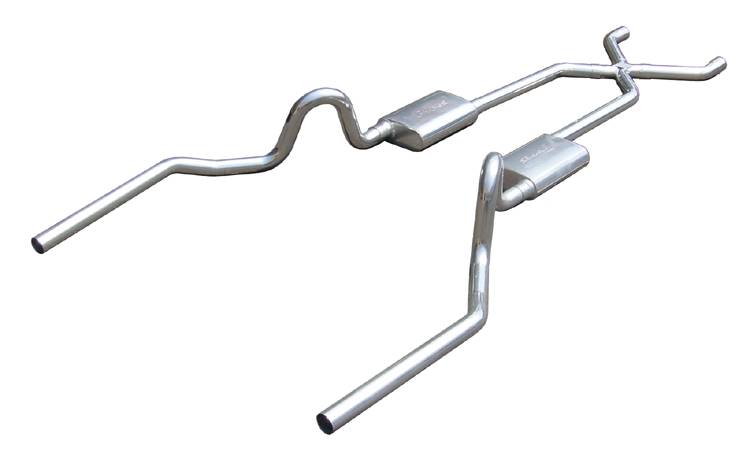 Pypes Performance Exhaust SGA13SS Crossmember Back w/X-Pipe Exhaust System 64-74 GM A Body Split Rear Dual Exit 3 in Intermediate And Tail Piper Street Pro Muffler/Hardware Incl Tip Not Incl Pypes Exhaust - Truck Part Superstore
