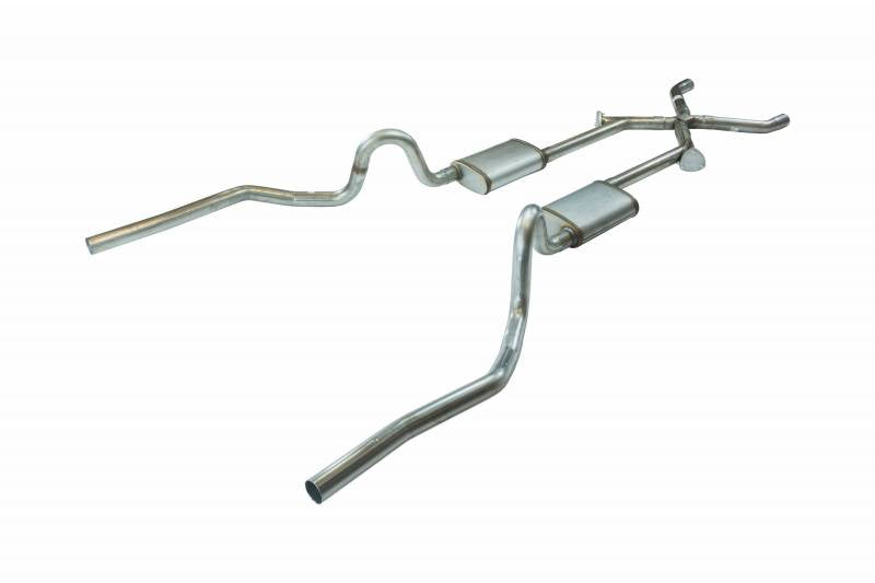 Pypes Performance Exhaust SGA16T30 Crossmember Back w/Xchange Exhaust System 70-71 GTO/68-72 442 Split Rear Dual Exit 2.5 in Intermediate And Tail Pipe w/Valance Cutouts 18 Inch Turbo Pro Mufflers/Hardware Incl Tip Not Incl Pypes Exhaust - Truck Part Superstore