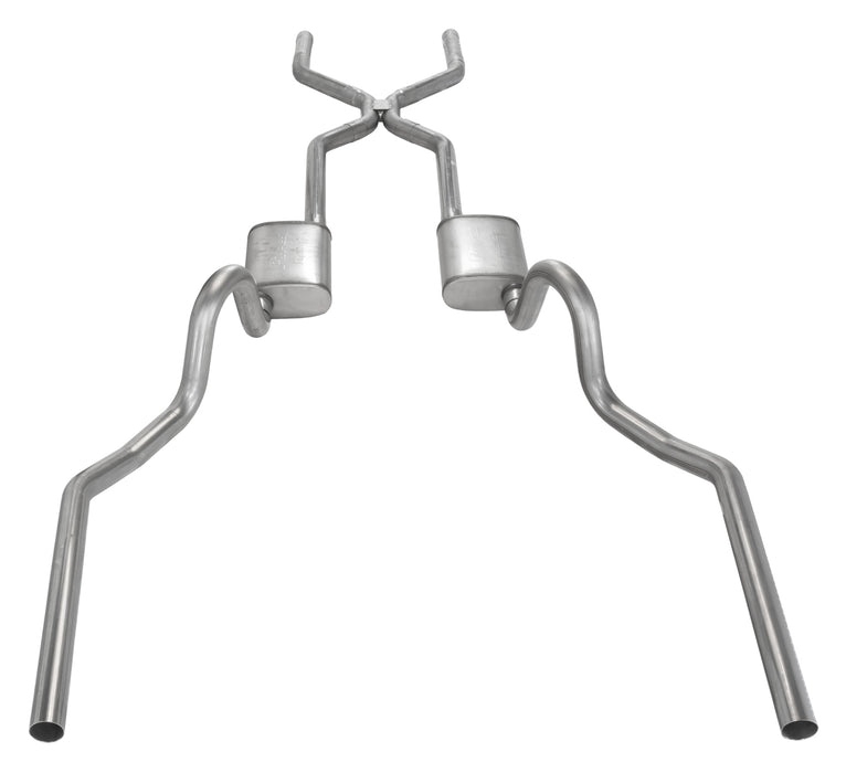 Pypes Performance Exhaust SGA43 Crossmember Back w/H-Pipe Exhaust System 64-74 GM A Body Split Rear Dual Exit 3 in Intermediate And Tail Pipe Hardware Incl Muffler And Tip Not Incl Pypes Exhaust - Truck Part Superstore
