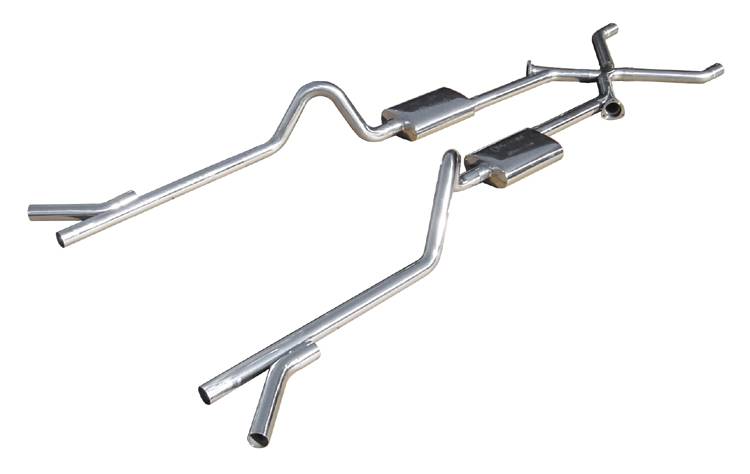 Pypes Performance Exhaust SGC11 Crossmember Back w/Xchange Exhaust System 55-57 Chevy Split Rear Dual Exit 2.5 in Intermediate And Tailpipe Muffler And Tip Not Incl 409 Stainless Steel Pypes Exhaust - Truck Part Superstore