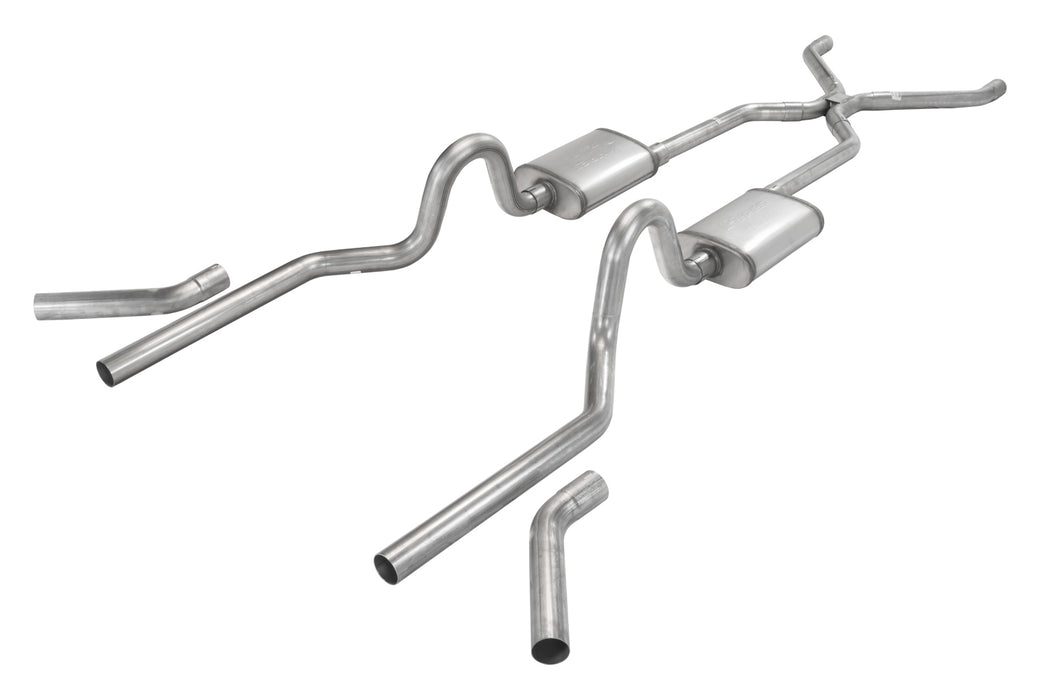 Pypes Performance Exhaust SGC40T Crossmember Back w/H-Pipe Exhaust System 55-57 Tri-Five Chevy Split Rear Dual Exit 2.5 in Intermediate And Tail Pipe Turbo Pro Mufflers/Hardware Incl Tip Not Incl Pypes Exhaust - Truck Part Superstore