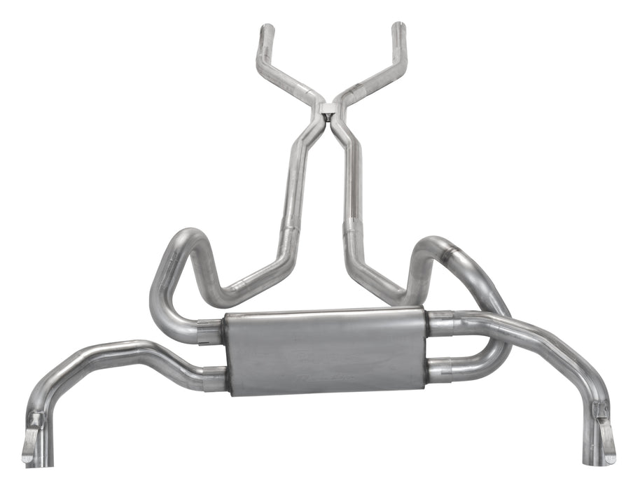 Pypes Performance Exhaust SGF40 Crossmember Back Crossflow System w/H-Pipe Exhaust System 67-74 Split Rear Dual Exit 2.5 in Intermediate And Tail Pipe Race Pro Mufflers/Hardware Incl Tip Not Incl Natural 409 Stainless Steel Pypes Exhaust - Truck Part Superstore