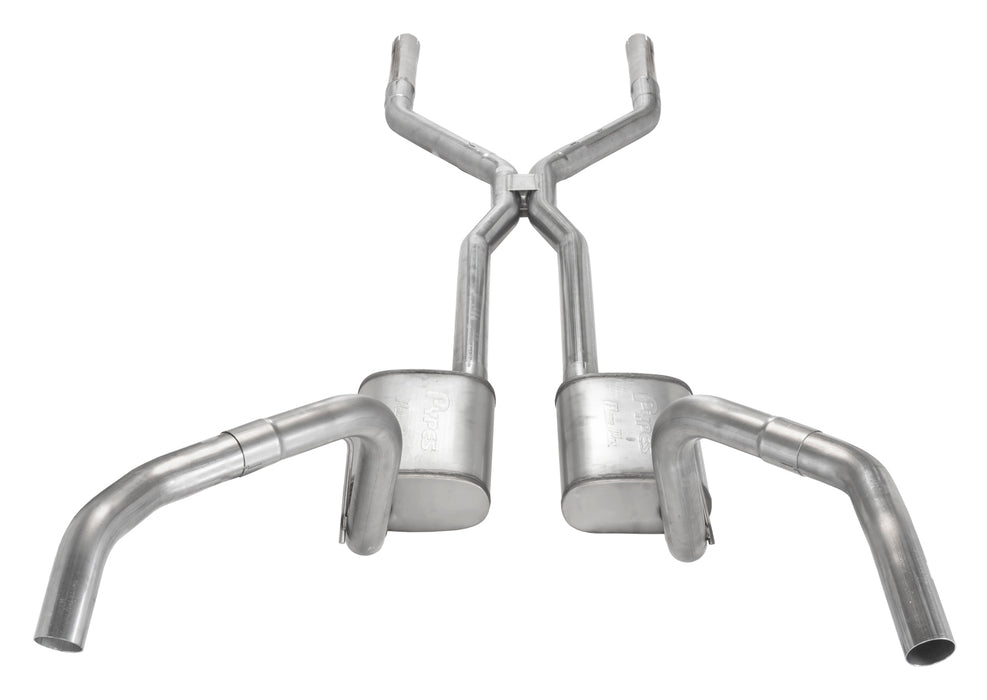 Pypes Performance Exhaust SGF44 Crossmember Back w/H-Pipe Exhaust System 67-69 Split Rear Dual Exit 3 in Intermediate And Tail Pipe Hardware Incl Muffler And Tip Not Incl Natural 409 Stainless Steel Pypes Exhaust - Truck Part Superstore