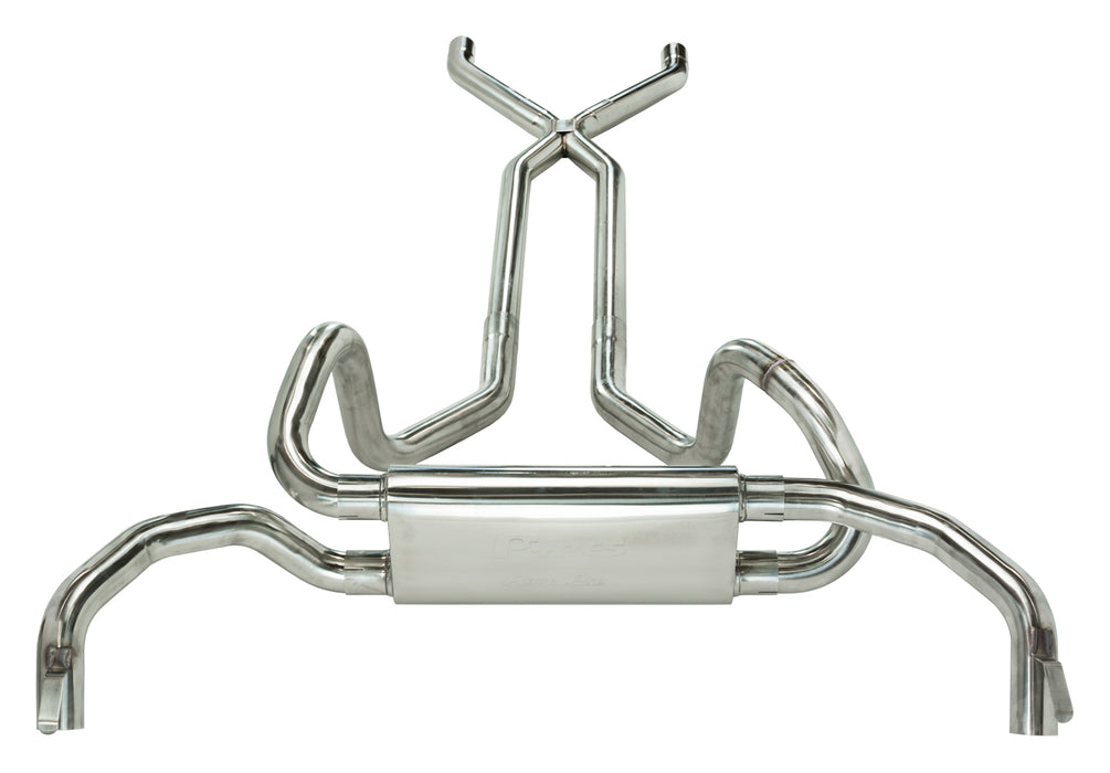 Pypes Performance Exhaust SGF70S Crossflow System w/X-Pipe Exhaust System 67-74 Split Rear Dual Exit 2.5 in Intermediate And Tail Pipe Race Pro Mufflers/Hardware Incl Tip Not Incl Polished 409 Stainless Steel Pypes Exhaust - Truck Part Superstore