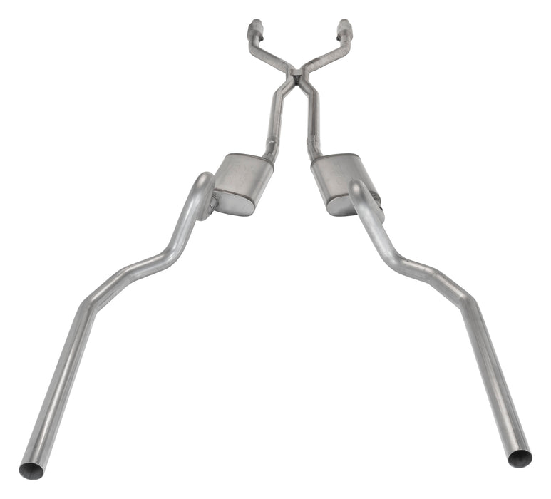 Pypes Performance Exhaust SGG942E Crossmember Back w/H-Pipe Exhaust System 78-88 El Camino SS Split Rear Dual Exit 2.5 in Intermediate And Stainless Steel Tail Pipe Muffler And Tip Not Incl Natural Finish 409 Stainless Steel Catalytic Converter Incl - Truck Part Superstore