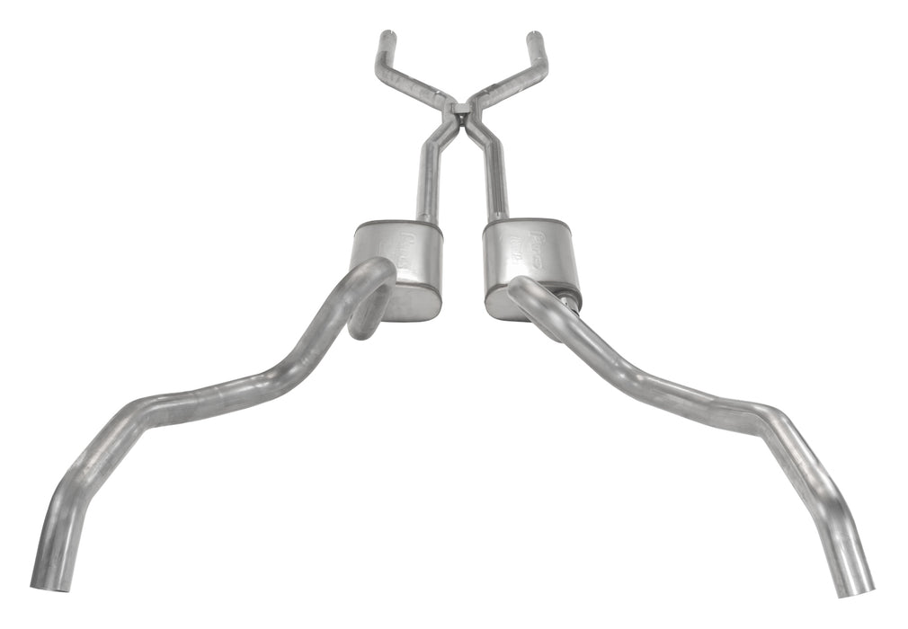 Pypes Performance Exhaust SGN40T Crossmember Back w/H-Pipe Exhaust System 62-67 Nova Split Rear Dual Exit 2.5 in Intermediate And Tail Pipe Turbo Pro Mufflers/Hardware Incl Tip Not Incl Pypes Exhaust - Truck Part Superstore