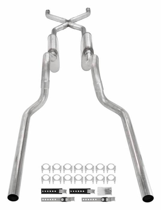 Pypes Performance Exhaust SGT73T Crossmember Back W/ X-Pipe Exhaust System 63-66 GM Truck Split Rear Dual Exit 2.5 Inch Intermediate And Tailpipe Hardware Incl Turbo Pro Muffler Incl And Tip Not Incl Stainless Steel Pypes Exhaust - Truck Part Superstore