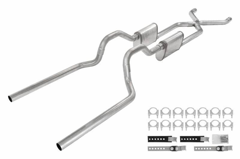Pypes Performance Exhaust SGT73V Crossmember Back W/ X-Pipe Exhaust System 63-66 GM Truck Split Rear Dual Exit 2.5 Inch Intermediate And Tailpipe Hardware Incl Violator Muffler Incl And Tip Not Incl Stainless Steel Pypes Exhaust - Truck Part Superstore