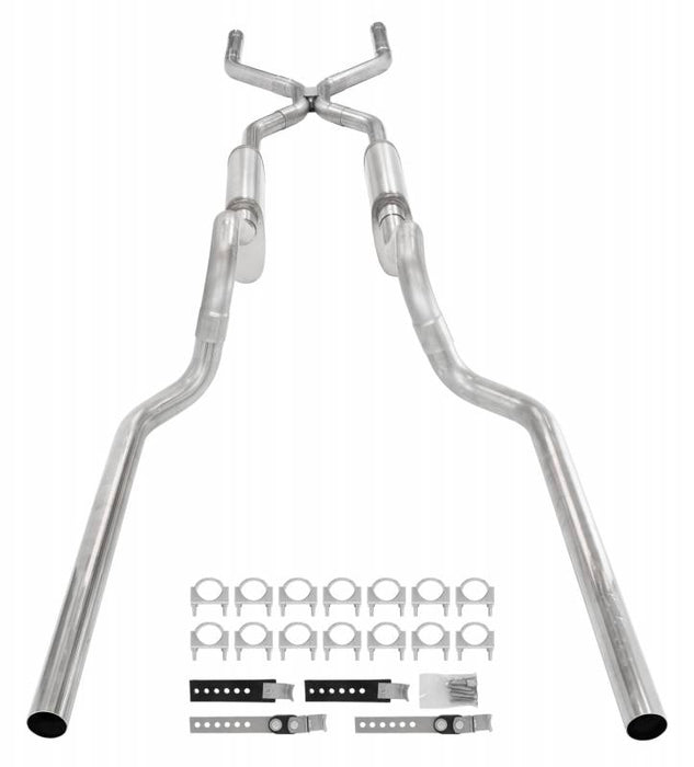 Pypes Performance Exhaust SGT74R Crossmember Back W/ H-Pipe Exhaust System 63-66 GM Truck Split Rear Dual Exit 2.5 Inch Intermediate And Tailpipe Hardware Incl Race Pro Muffler Incl And Tip Not Incl Stainless Steel Pypes Exhaust - Truck Part Superstore