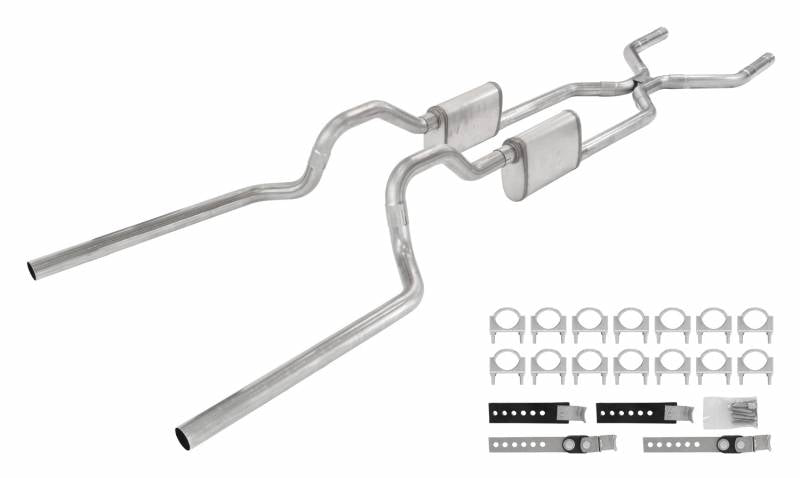 Pypes Performance Exhaust SGT74T Crossmember Back W/ H-Pipe Exhaust System 63-66 GM Truck Split Rear Dual Exit 2.5 Inch Intermediate And Tailpipe Hardware Incl Turbo Pro Muffler Incl And Tip Not Incl Stainless Steel Pypes Exhaust - Truck Part Superstore