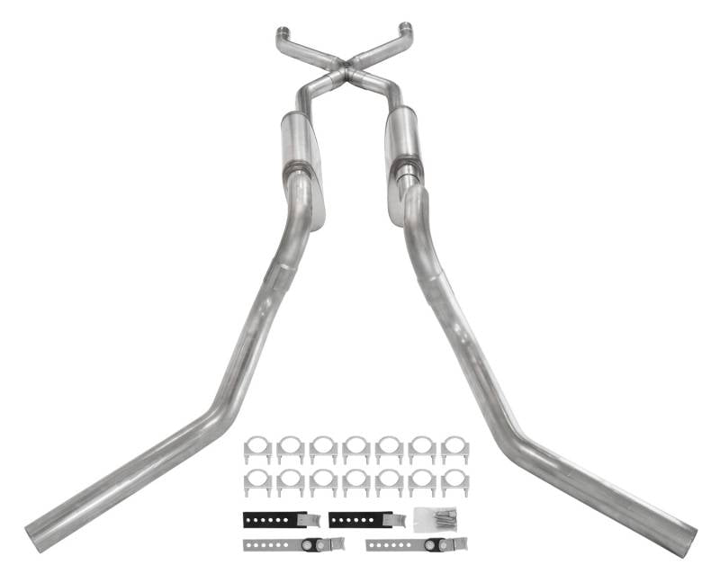 Pypes Performance Exhaust SGT75 Crossmember Back W/ X-Pipe Exhaust System 63-66 GM Truck Split Side Dual Exit 2.5 Inch Intermediate And Tailpipe Hardware Incl Muffler And Tip Not Incl Stainless Steel Pypes Exhaust - Truck Part Superstore