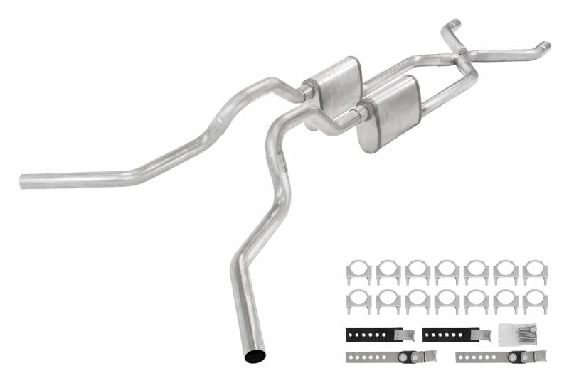Pypes Performance Exhaust SGT75T Crossmember Back W/ X-Pipe Exhaust System 63-66 GM Truck Split Side Dual Exit 2.5 Inch Intermediate And Tailpipe Hardware Incl Turbo Pro Muffler Incl And Tip Not Incl Stainless Steel Pypes Exhaust - Truck Part Superstore