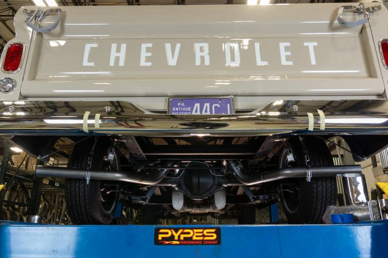 Pypes Performance Exhaust SGT76T Crossmember Back W/ H-Pipe Exhaust System 63-66 GM Truck Split Side Dual Exit 2.5 Inch Intermediate And Tailpipe Hardware Incl Turbo Pro Muffler Incl And Tip Not Incl Stainless Steel Pypes Exhaust - Truck Part Superstore