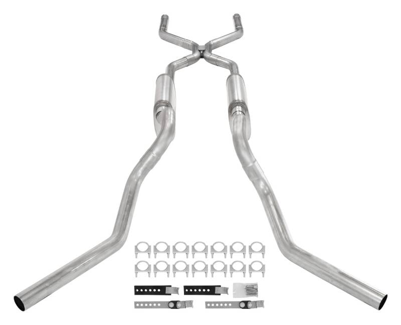 Pypes Performance Exhaust SGT76V Crossmember Back W/ H-Pipe Exhaust System 63-66 GM Truck Split Side Dual Exit 2.5 Inch Intermediate And Tailpipe Hardware Incl Violator Muffler Incl And Tip Not Incl Stainless Steel Pypes Exhaust - Truck Part Superstore
