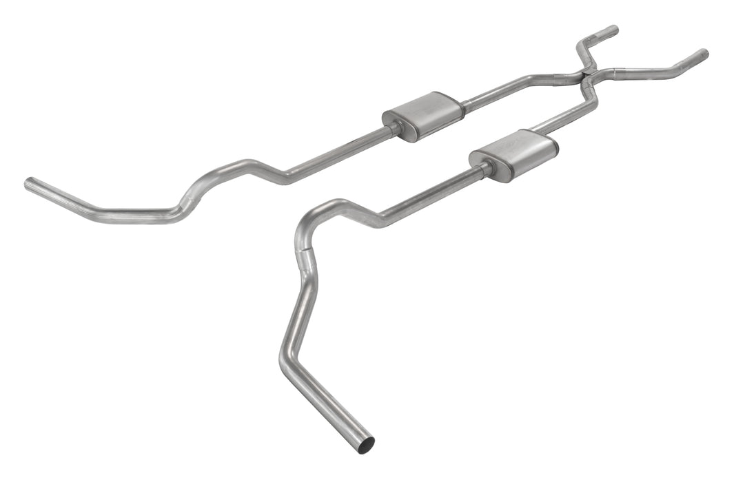Pypes Performance Exhaust SGT78V Crossmember Back w/H-Pipe Exhaust System 67-74 GM Split Rear Dual Exit 2.5 in Intermediate And Tail Pipe Violator Muffler/Hdw Incl Tip Not Incl Natural Finish 409 Stainless Steel Pypes Exhaust - Truck Part Superstore