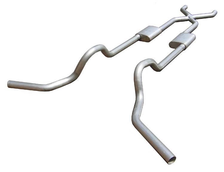 Pypes Performance Exhaust SGT79 Crossmember Back w/X-Pipe Exhaust System 67-74 GM Split Rear Dual Exit 2.5 in Intermediate And Tail Pipe Muffler And Tip Not Incl Natural Finish 409 Stainless Steel Pypes Exhaust - Truck Part Superstore