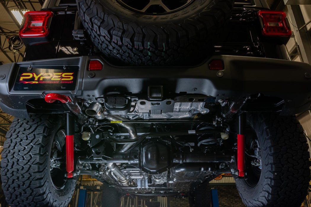 Pypes Performance Exhaust SJJ35R Cat Back Exhaust System 18-21 Jeep Wrangler JL 4 Door 2.0 4 Cyl High Ground Clearance Single Rear Exit 2.5 Inch Intermediate and Tail Pipe Race Pro Muffler/Hardware Incl Tip Not Incl Natural Finish 409 Stainless Steel - Truck Part Superstore