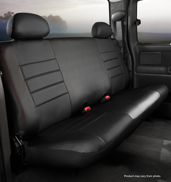 FIA SL62-56 BLK/BLK LeatherLite™ Custom Seat Cover; Bench Seat; Solid Black; - Truck Part Superstore