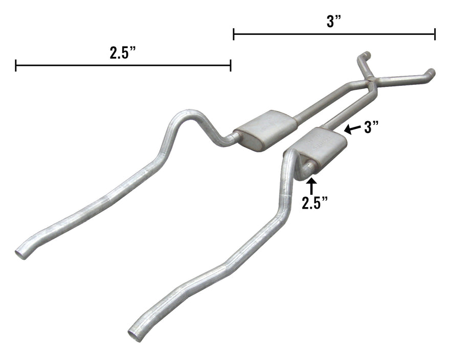 Pypes Performance Exhaust SMA30S 67-73 Mopar A-Body Hybrid 3-2.5 Inch Crossmenber Back W/ X-Pipe System Race Pro Muffler Pypes Exhaust - Truck Part Superstore