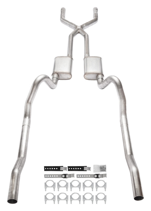 Pypes Performance Exhaust SMB13 1966-1974 Mopar B-Body 3 Inch Crossmember Back Exhaust System With X-Pipe 409 Stainless With No Mufflers SMB13 - Truck Part Superstore