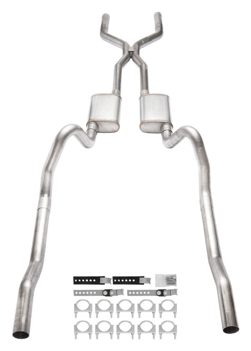 Pypes Performance Exhaust SMB43 1966-1974 Mopar B-Body 3 Inch Crossmember Back Exhaust System With H-Pipe 409 Stainless With No Mufflers SMB43 - Truck Part Superstore