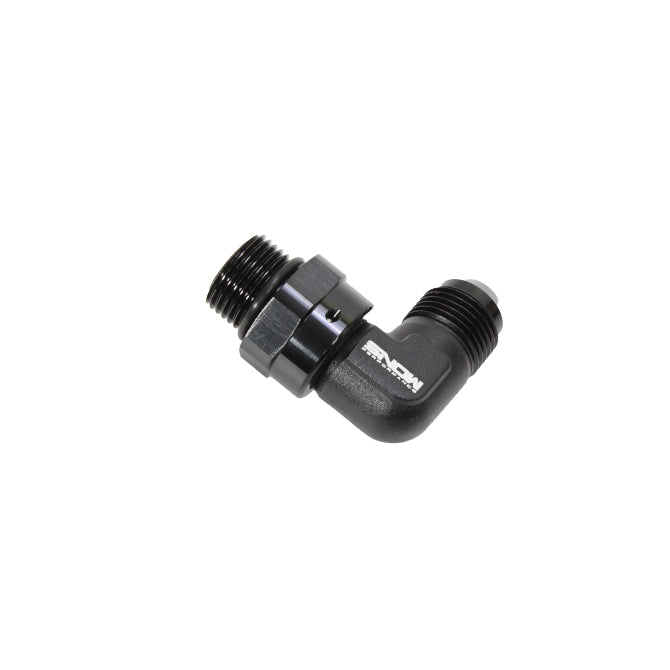 Snow Performance SNF-60889 -8 ORB to -8 AN 90 Degree Swivel Fitting; Black. - Truck Part Superstore