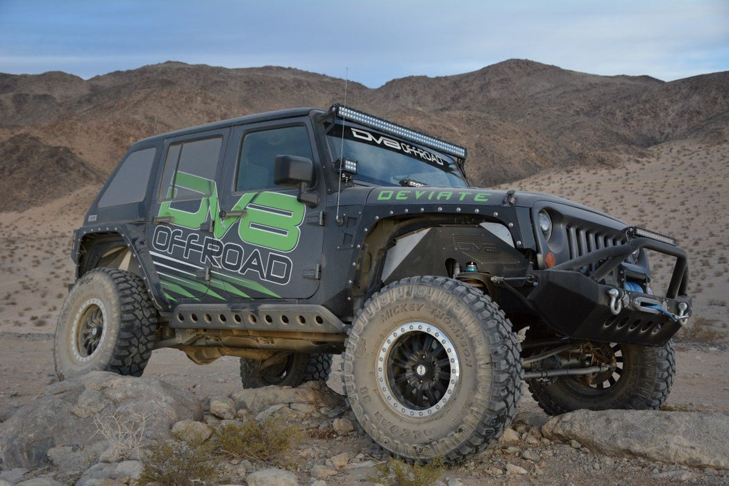 DV8 Offroad SRSOTB-04 Jeep JK Rock Guard/Sliders Plated w/Holes 07-18 Wrangler JK 4 Door Steel DV8 Offroad - Truck Part Superstore