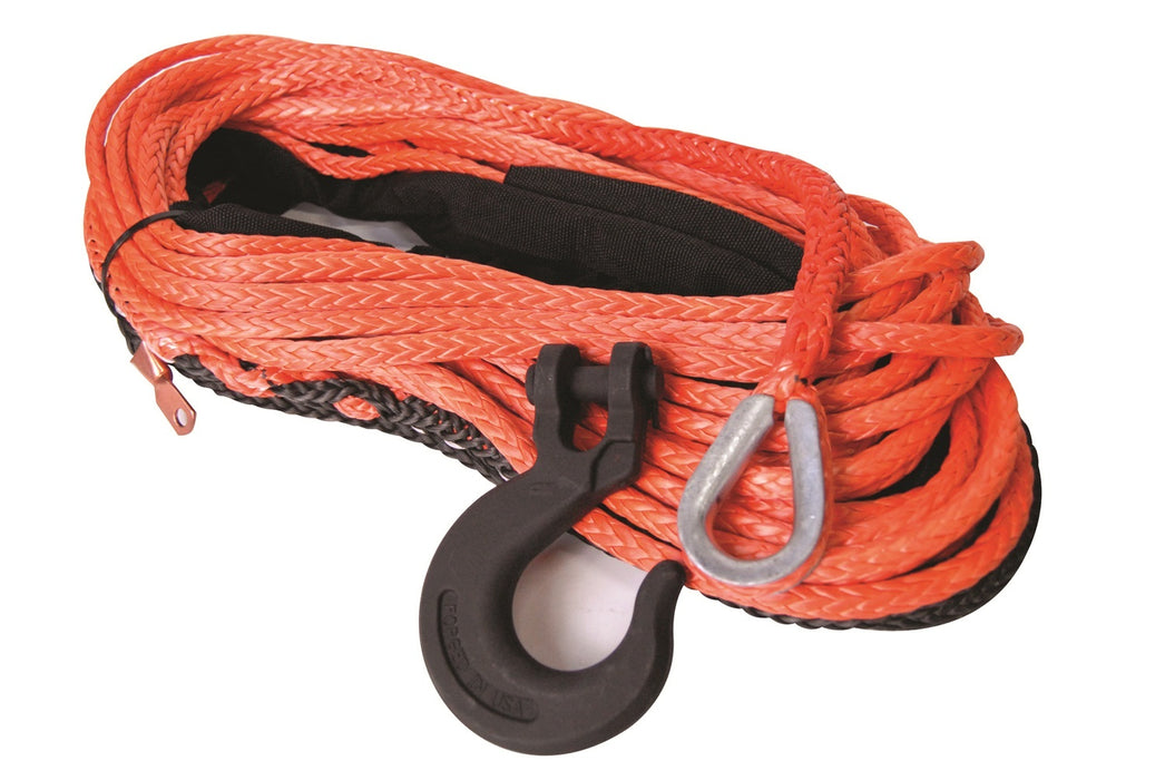 Mile Marker 19-52316-50 50 Foot Synthetic Rope Assembly 3/16 Inch x 50 Foot Includes Hook 2500-3500 LB Break Force Black/Orange Mile Marker - Truck Part Superstore