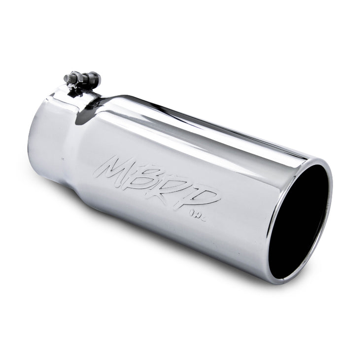 MBRP T5050 Exhaust Tail Pipe Tip 5 Inch O.D. Rolled Straight 4 Inch Inlet 12 Inch Length T304 Stainless Steel MBRP - Truck Part Superstore
