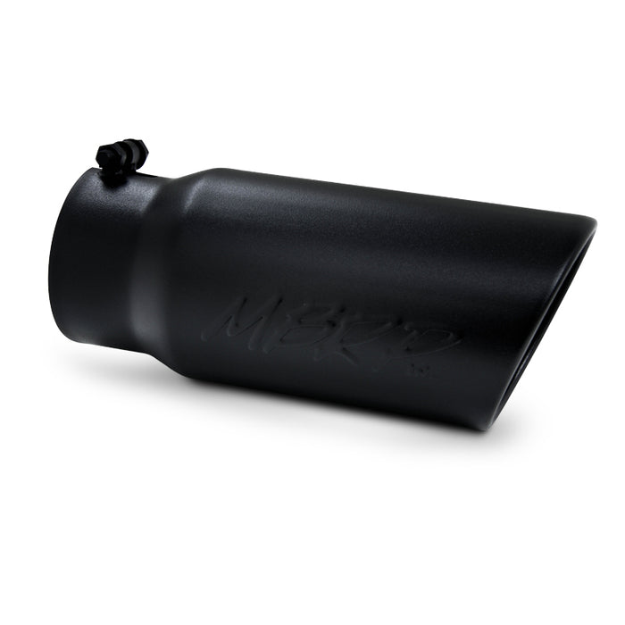 MBRP T5051BLK Exhaust Tip 5 Inch O.D. Angled Rolled End 4 Inch Inlet 12 Inch Length-Black Finish MBRP - Truck Part Superstore