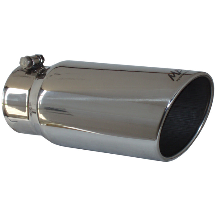 MBRP T5051 Exhaust Tail Pipe Tip 5 Inch O.D. Angled Rolled End 4 Inch Inlet 12 Inch Length T304 Stainless Steel MBRP - Truck Part Superstore