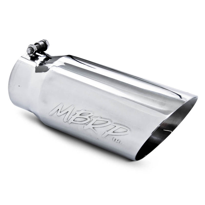 MBRP T5053 Exhaust Tail Pipe Tip 5 Inch O.D. Dual Wall Angled 4 Inch Inlet 12 Inch Length T304 Stainless Steel MBRP - Truck Part Superstore