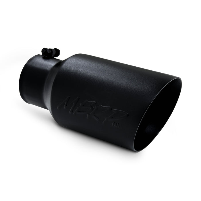 MBRP T5072BLK Black Coated Exhaust Tail Pipe Tip 6 Inch OD Dual Wall Angled 4 Inch Inlet 12 Inch Length MBRP - Truck Part Superstore