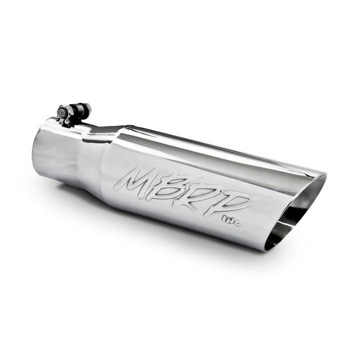 MBRP T5106 Exhaust Tail Pipe Tip 3 1/2 Inch O.D. Dual Wall Angled 2 1/2 Inch Inlet 12 Inch Length T304 Stainless Steel MBRP - Truck Part Superstore