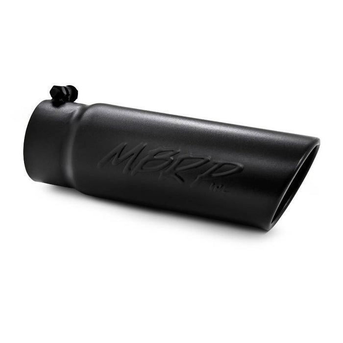 MBRP T5112BLK Exhaust Tip 4 Inch O.D. Angled Rolled End 3 1/2 Inch Inlet 12 Inch Length Black Finish MBRP - Truck Part Superstore