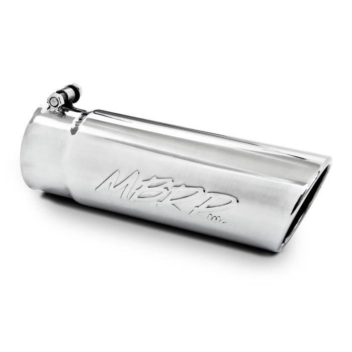 MBRP T5112 Exhaust Tip 4 Inch O.D. Angled Rolled End 3 1/2 Inch Inlet 12 Inch Length T304 Stainless Steel MBRP - Truck Part Superstore