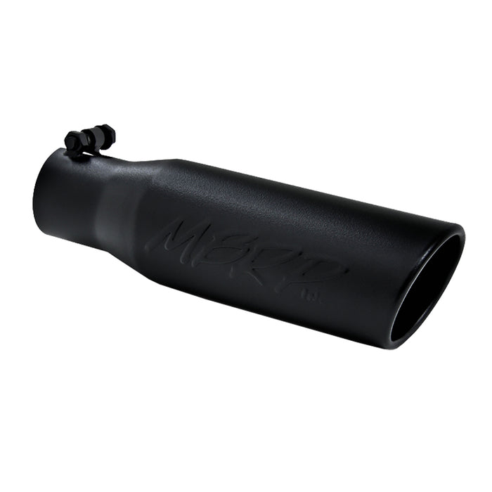 MBRP T5113BLK Exhaust Tip 3 1/2 Inch O.D. Angled Rolled End 2 1/2 Inch Inlet 12 Inch Length-Black Finish MBRP - Truck Part Superstore
