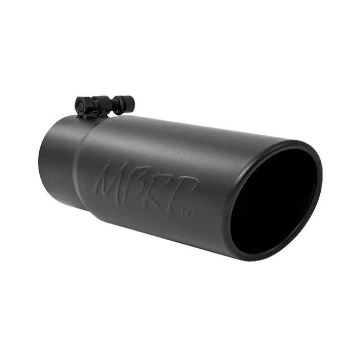 MBRP T5115BLK Exhaust Tip 3 1/2 Inch O.D. Angled Rolled End 3 Inch Inlet 10 Inch Length Black T304 Stainless Steel MBRP - Truck Part Superstore
