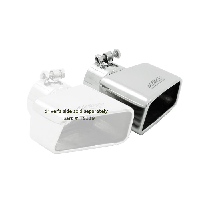 MBRP T5120 Exhaust Tip 4 3/4 Inch X 3 Inch ID Rectangle Angled Cut 3 Inch O.D. Inlet Passenger Side 7 3/8 Inch Length T304 Stainless Steel MBRP - Truck Part Superstore