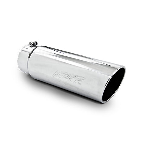 MBRP T5125 Exhaust Tip 6 Inch O.D. Angled Rolled End 5 Inch Inlet 18 Inch Length T304 Stainless Steel MBRP - Truck Part Superstore