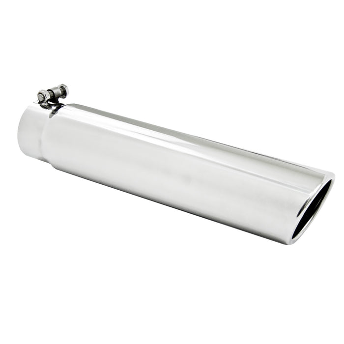 MBRP T5143 3.5 Inch OD 3 Inch Inlet 16 Inch Length Angled Cut Rolled End Clampless-No Weld T304 Stainless Steel MBRP - Truck Part Superstore